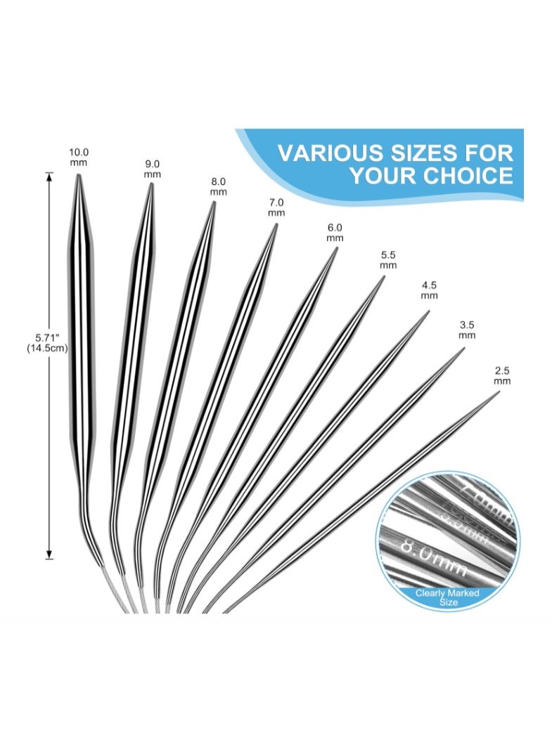 Yakumuz Circular Knitting Needles Set Yakumuz Stainless Steel Knitting Needles 47-inch, 9 Pack Knitting Needles Round with Cable, Long & Smooth Metal Round Needles Gift for Mother Grandmother - Image 3