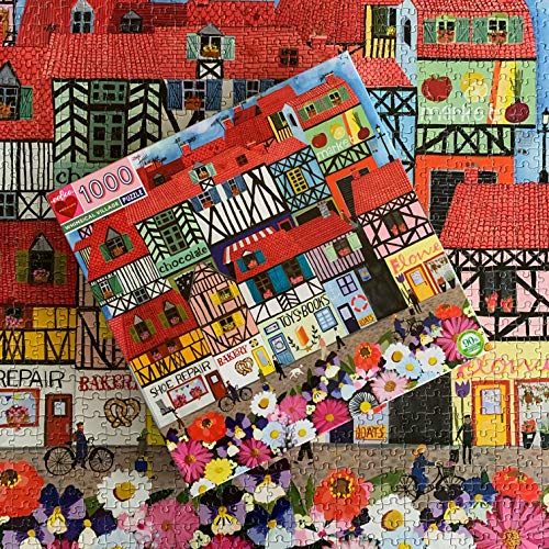 eeBoo: Piece and Love Whimsical Village 1000-piece square Jigsaw Puzzle for Adults and Families, Includes Glossy, Sturdy Pieces and Minimal Puzzle Dust - Image 4