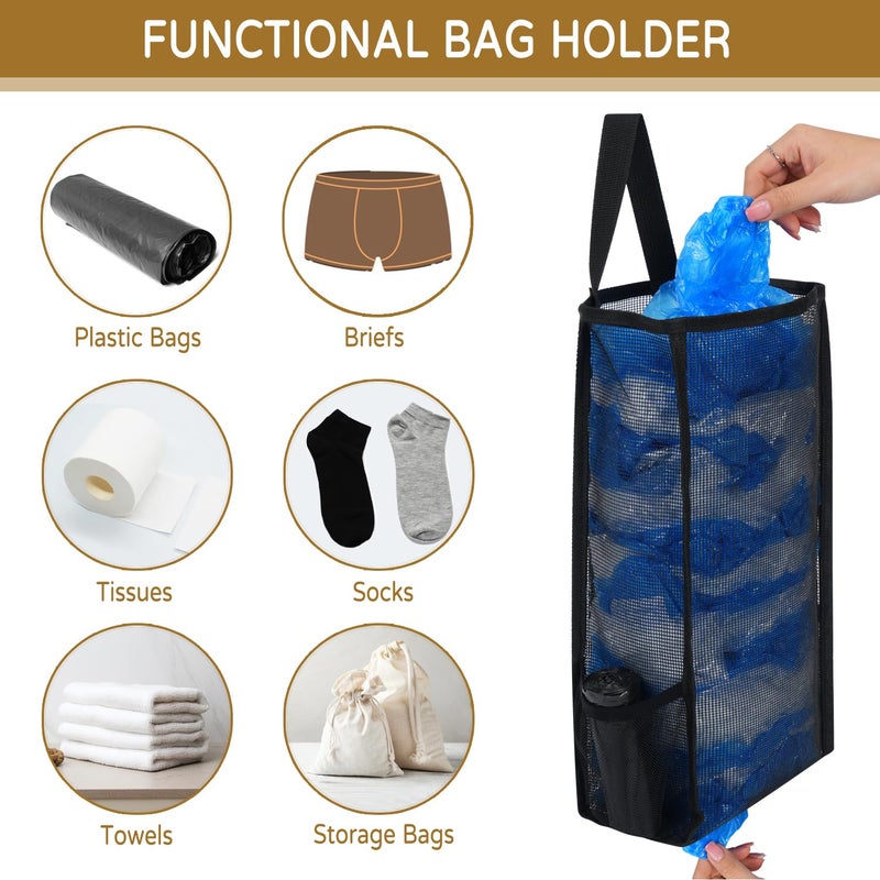 LeCorner Plastic Bag Holder, Large Capacity Grocery Bag Holder, Breathable Mesh Plastic Bag Holders for Grocery Bags Storage, Lightweight Trash Bag Holder Dispenser Organizer, Black - Image 5