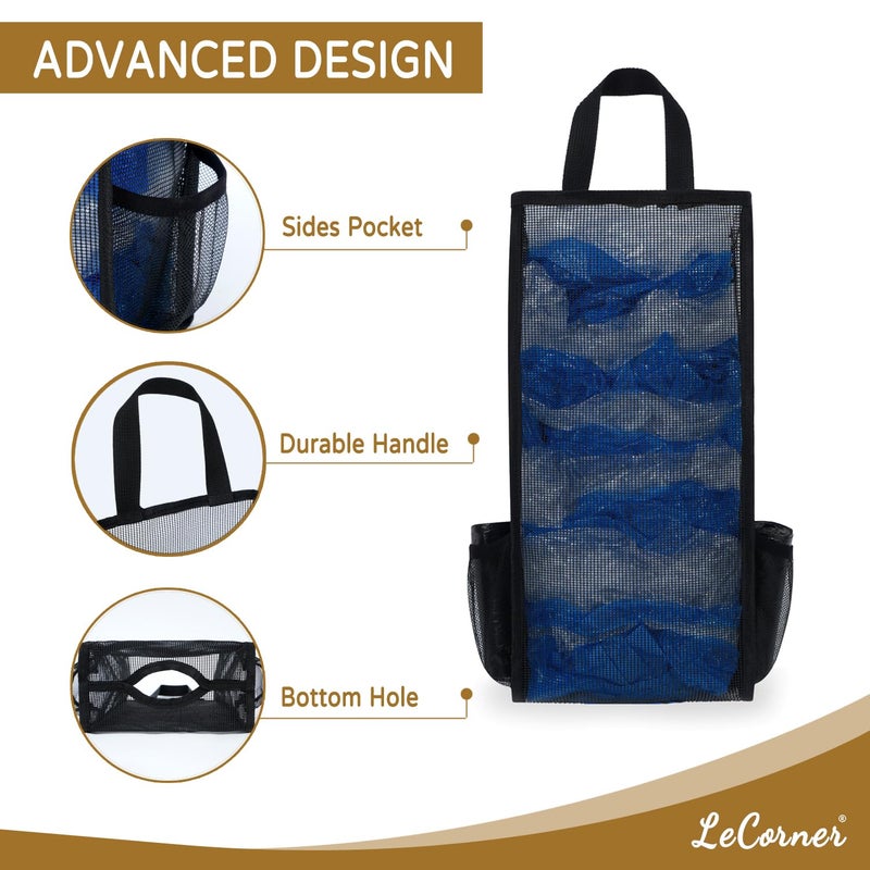 LeCorner Plastic Bag Holder, Large Capacity Grocery Bag Holder, Breathable Mesh Plastic Bag Holders for Grocery Bags Storage, Lightweight Trash Bag Holder Dispenser Organizer, Black - Image 3