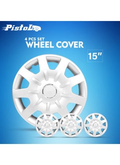 Pistol 15 Inch Wheel Hubcaps Set of 4 Pcs Automotive Hub Wheel Cap with Universal Snap On Rings Wheel Cover  Pistol WJ 5064 A 15  - Image 1