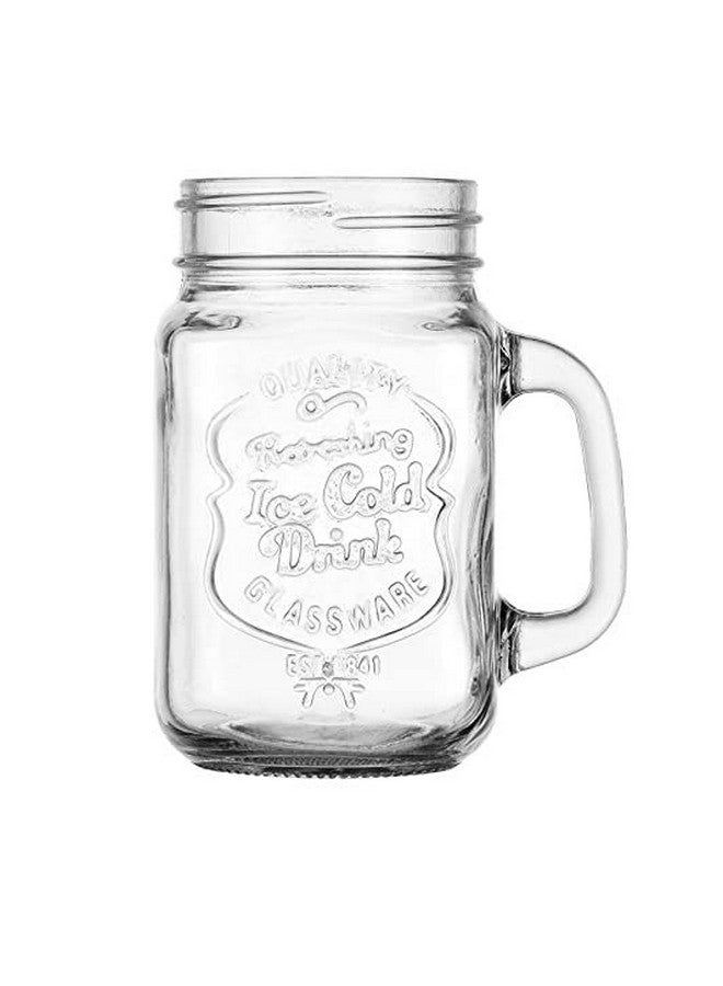 SAVE Mason Jar with handle | Stylish Embossing Design | 450 ml | Silver Airtight Lid | Kitchen Multipurpose Container | Oats Jar | Storage, Canning, Drinking, Meal Prep (Only Jar) - Image 2