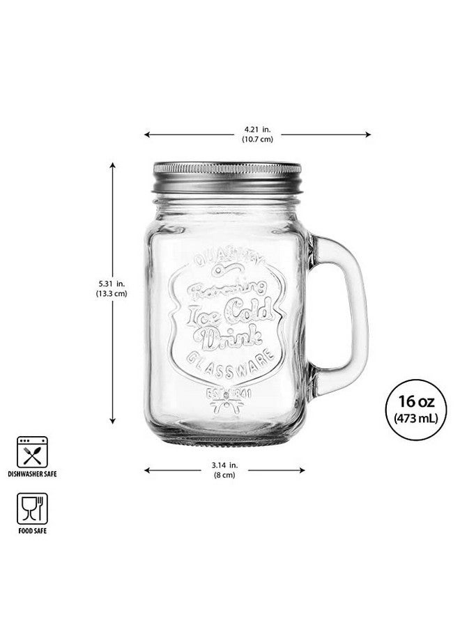 SAVE Mason Jar with handle | Stylish Embossing Design | 450 ml | Silver Airtight Lid | Kitchen Multipurpose Container | Oats Jar | Storage, Canning, Drinking, Meal Prep (Only Jar) - Image 3