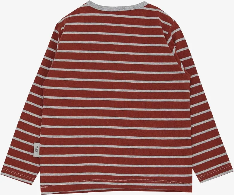 Breeze Baby Boy Long Sleeve T-Shirt Patchwork Striped 9 Months-3 Years, Brick