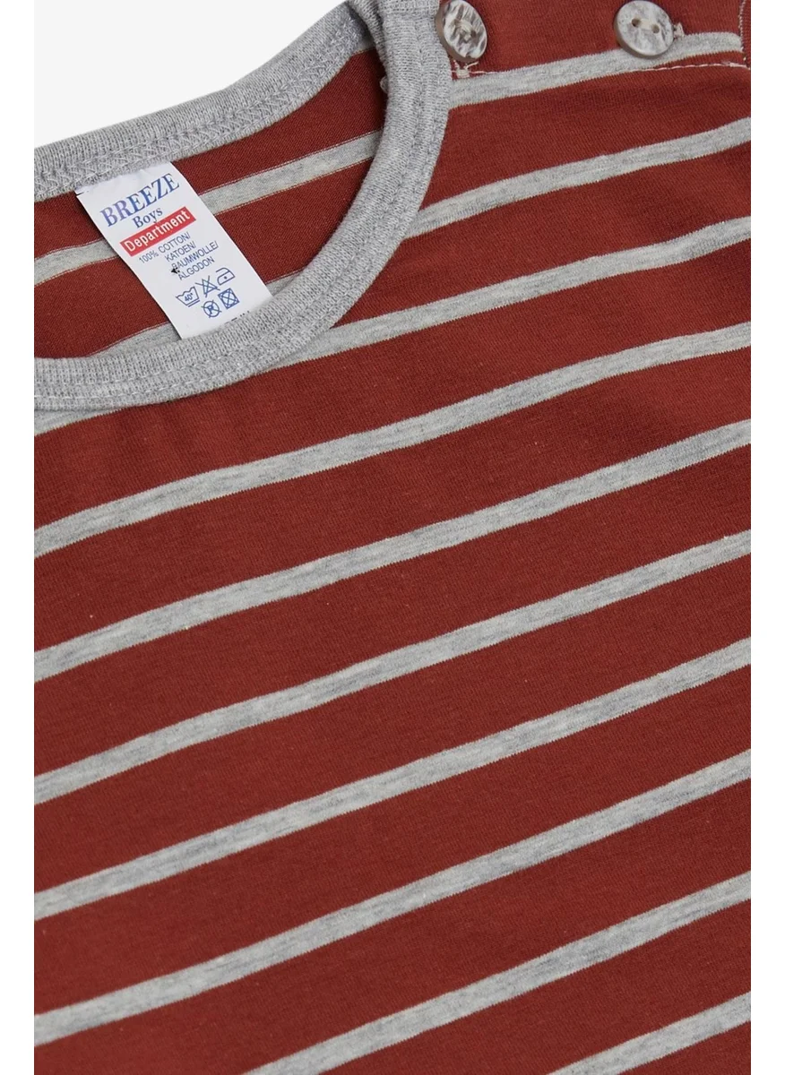 Breeze Baby Boy Long Sleeve T-Shirt Patchwork Striped 9 Months-3 Years, Brick