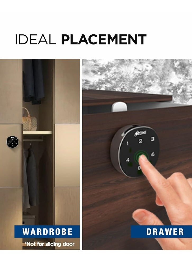 أوزون OZFL-401-PW (أسود)  | قفل RFID | جولة مدمجة | مفيد | الوصول، نظام قفل RFID | قفل الأثاث الذكي (أسود) (كلمة المرور) | بواسطة الأوزون الهند - Image 3