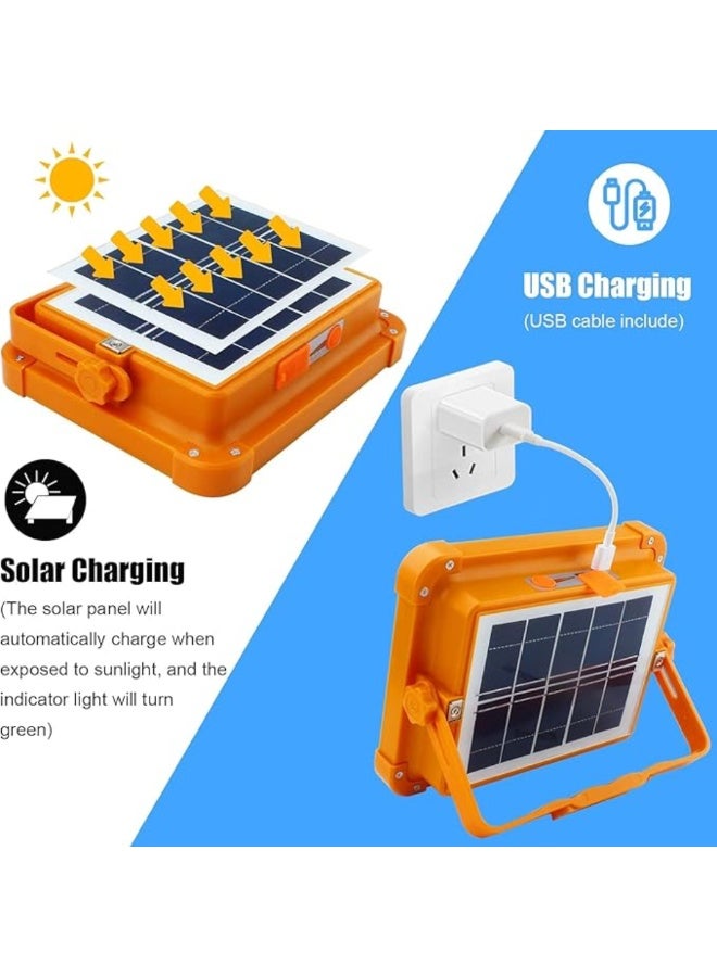 بانفيل مصباح عمل LED خارجي يعمل بالطاقة الشمسية - كشاف محمول بقوة 600 وات مزود بـ 288 مصباح LED عالي السطوع، وبطارية قابلة لإعادة الشحن، وسطوع قابل للتعديل، ومخرج USB، وتصميم مقاوم للماء - مثالي للتخييم والطوارئ واستخدامات البناء - Image 3