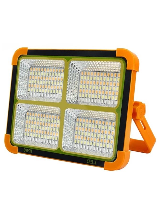 بانفيل مصباح عمل LED خارجي يعمل بالطاقة الشمسية - كشاف محمول بقوة 600 وات مزود بـ 288 مصباح LED عالي السطوع، وبطارية قابلة لإعادة الشحن، وسطوع قابل للتعديل، ومخرج USB، وتصميم مقاوم للماء - مثالي للتخييم والطوارئ واستخدامات البناء - Image 1