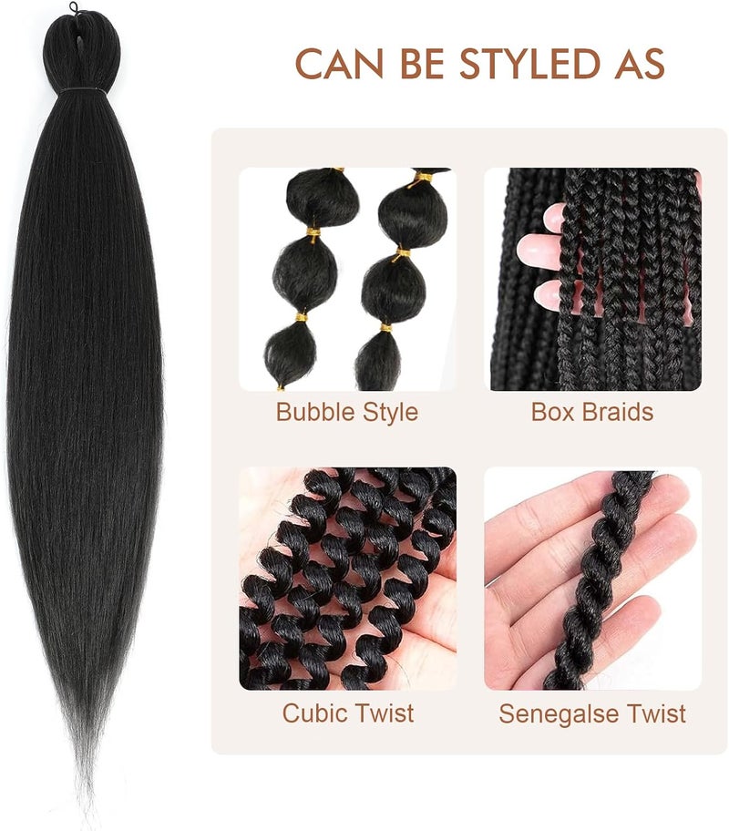 Difunee Pre-stretched Braiding Hair - 22 Inch 8 Packs Dark Brown Long Braiding Hair For Twist or Box Braids, Yaki Texture Hot Water Setting Synthetic Braiding Hair Extensions (22 Inch, #2-8P) - Image 4
