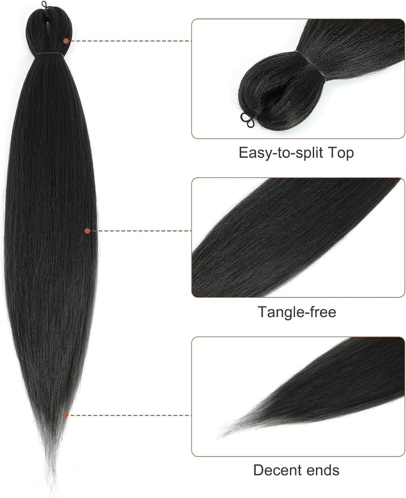 Difunee Pre-stretched Braiding Hair - 22 Inch 8 Packs Dark Brown Long Braiding Hair For Twist or Box Braids, Yaki Texture Hot Water Setting Synthetic Braiding Hair Extensions (22 Inch, #2-8P) - Image 3