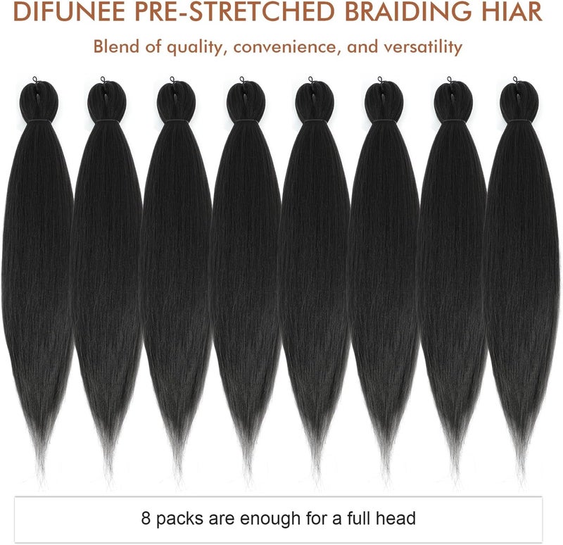 Difunee Pre-stretched Braiding Hair - 22 Inch 8 Packs Dark Brown Long Braiding Hair For Twist or Box Braids, Yaki Texture Hot Water Setting Synthetic Braiding Hair Extensions (22 Inch, #2-8P) - Image 5