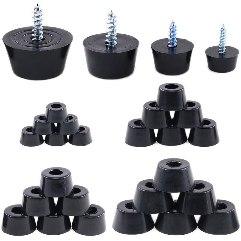 Hilitchi 40Pcs Round Black Rubber Feet Bumpers Pads with Matching Screws with Built in Stainless Steel Washer for Cutting Board Amps Cabinet Desk Tables Couches Assortment Kit