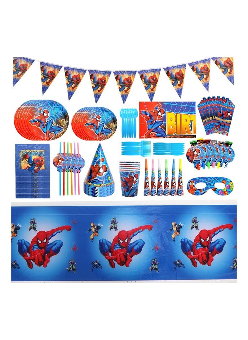 LA FIESTA - Spiderman Tableware for Birthday Decorations - 85 Pcs - Image 1