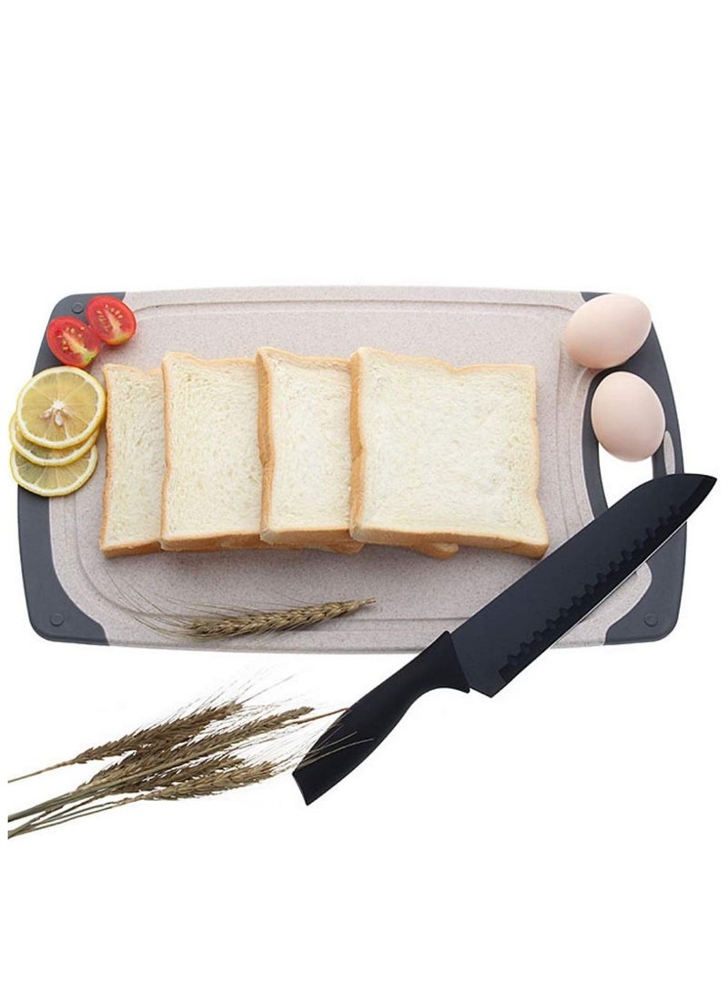 الهالة طقم لوحات تقطيع للمطبخ 3 قطع – لوحات تقطيع مضادة للانزلاق من قش القمح، آمنة للغسل في غسالة الصحون (بني فاتح) - Image 3