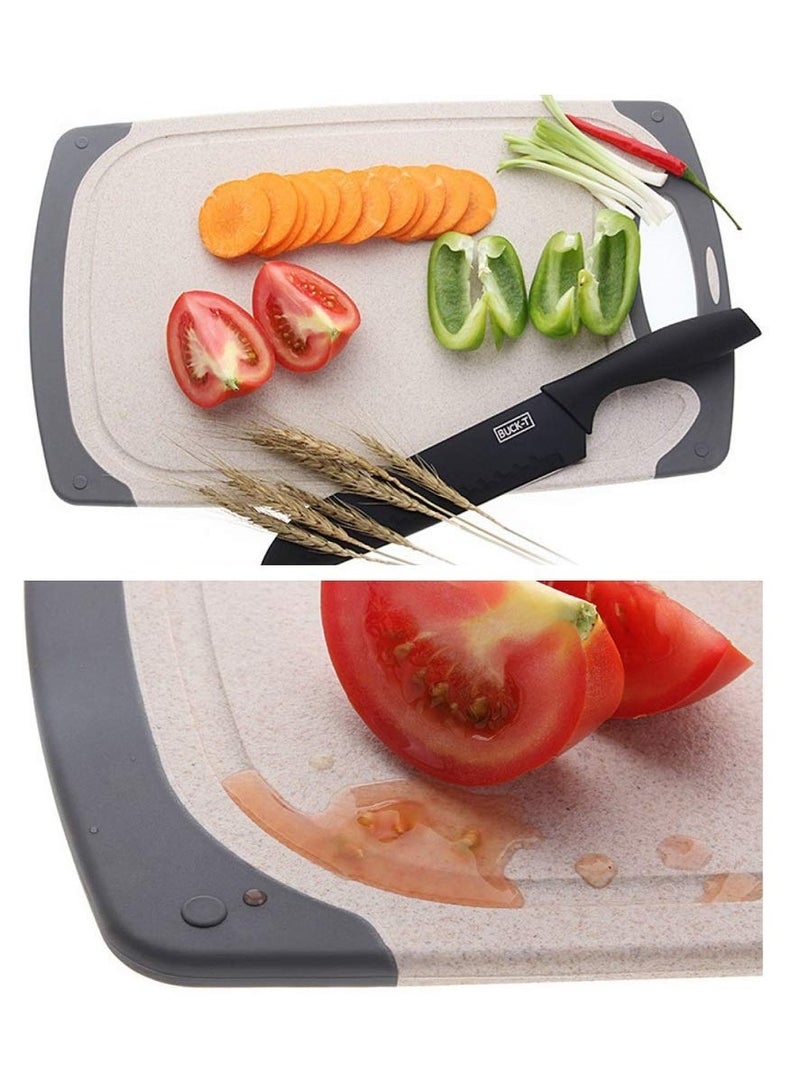 الهالة طقم لوحات تقطيع للمطبخ 3 قطع – لوحات تقطيع مضادة للانزلاق من قش القمح، آمنة للغسل في غسالة الصحون (بني فاتح) - Image 5