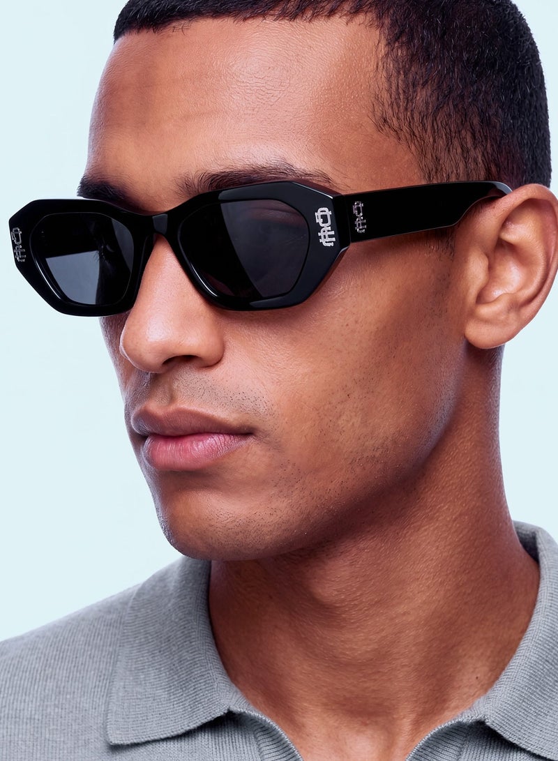 LOUKLAD Shades 2 Geometric Shield Frame Glasses - Black/Clear - Image 1