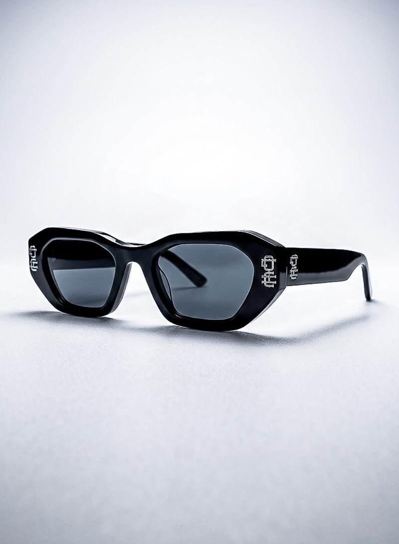 LOUKLAD Shades 2 Geometric Shield Frame Glasses - Black/Clear - Image 2