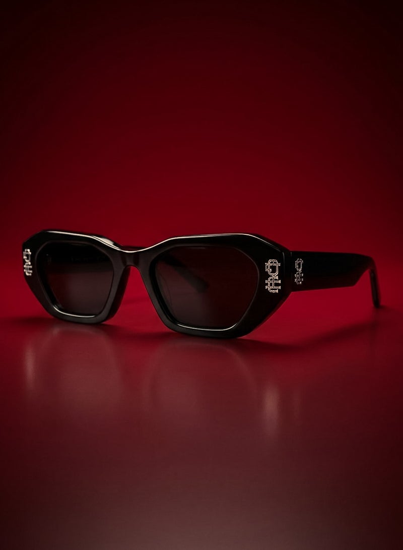LOUKLAD Shades 2 Geometric Shield Frame Glasses - Black/Clear - Image 3