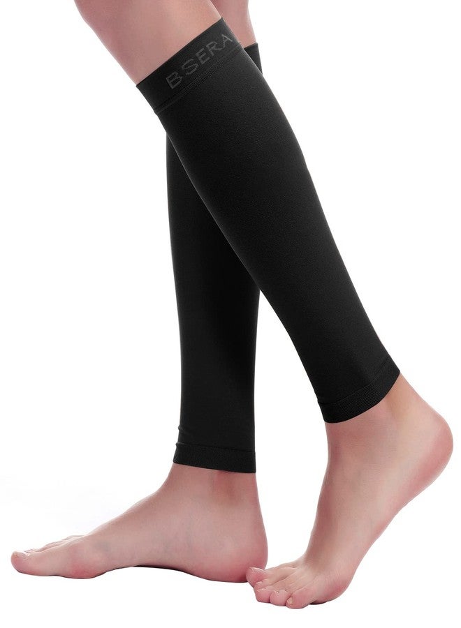 BSERA Calf Compression Sleeve Women, 2 Pairs 15-20mmHg Calf Support Footless Compression Socks Stockings for Shin Splints, Varicose Veins, Recovery (Black, Small) - Image 1