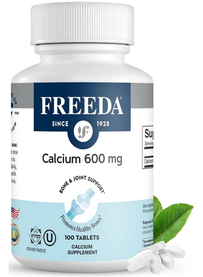 Freeda Calcium Carbonate 600 mg - 100 Tablets | High-Potency Daily Calcium Supplement | Vegan, Allergen-Free, Clean Label | Made in USA, GMP Facility, Third-Party Tested - Image 1