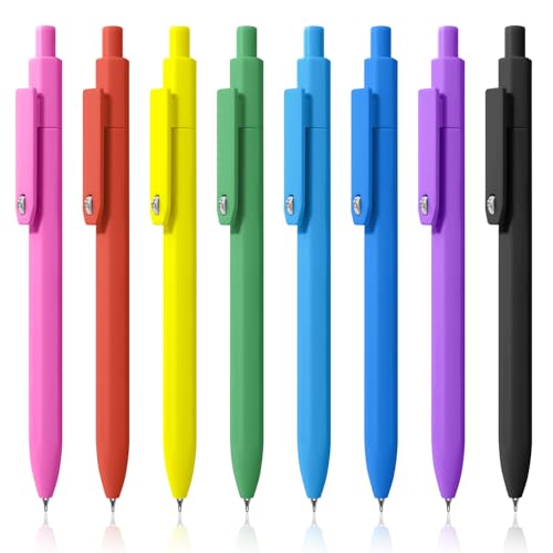 Piochoo Pens, 8 Pack Black Ink Gel Pens Ballpoint Smooth Writing Pens for Journaling, Cute Office Supplies for Nurses Women Teachers - Image 1