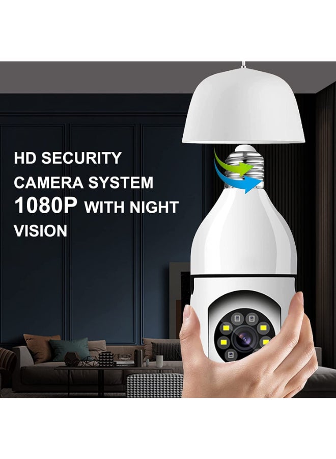 Bulb Camera 1080P Security Camera System with WiFi 360 Degree Rotation Wireless Home Surveillance Cameras Night Vision Two Way Audio, with Smart Motion Detection - Image 1