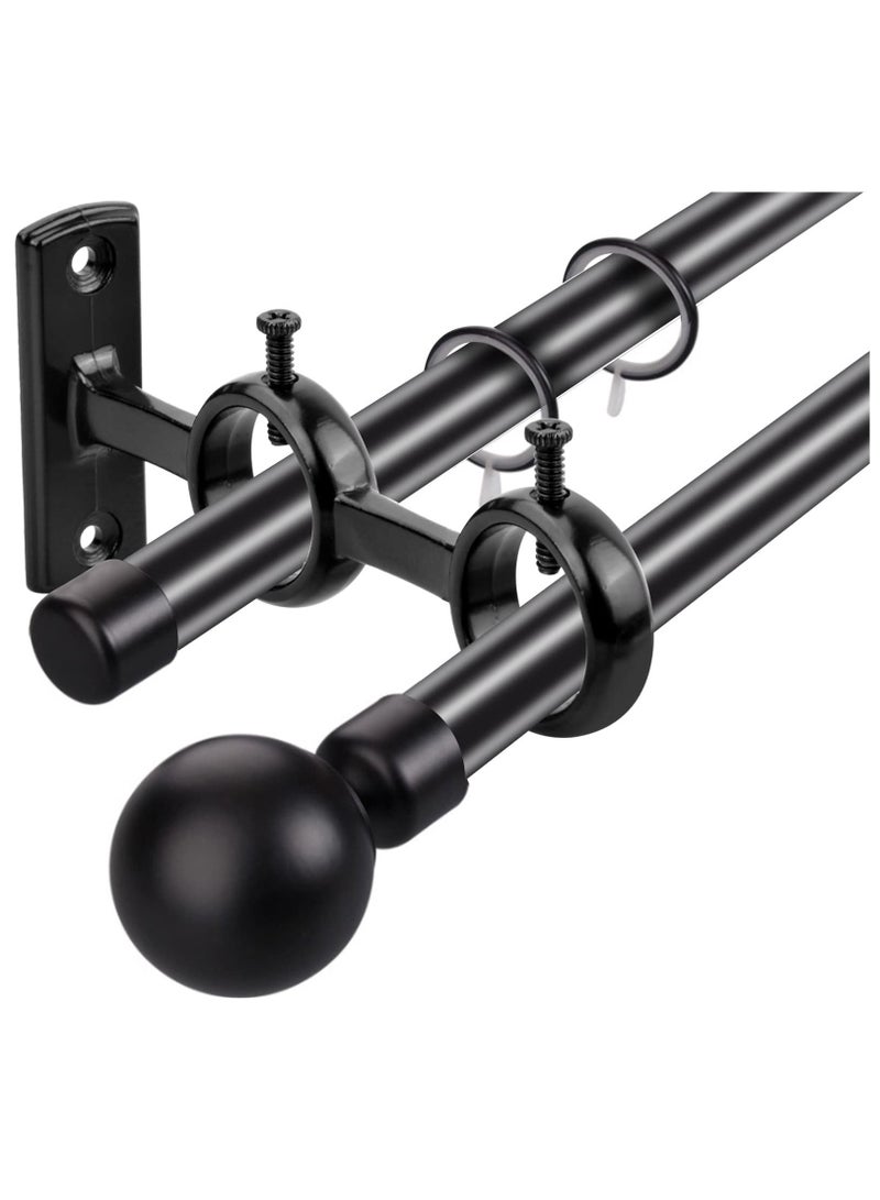 Bracket for Curtain Pole, 2pcs Double Curtain RodHolder, Wall Mount Heavy Duty Adjustable 28mm Curtain Rod Bracket for Window, Bedroom, Home Black - Image 5