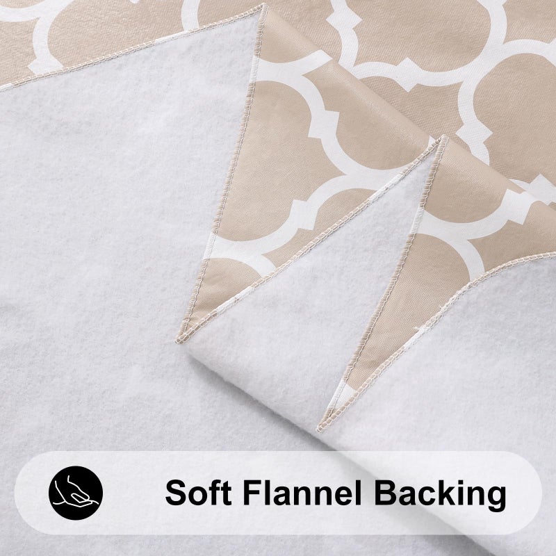 Smiry Square Table Cloth, Waterproof Vinyl Tablecloths with Flannel Backing for Square Tables, Wipeable Spillproof Plastic Tablecloth for Dining, Camping, Indoor and Outdoor (54"x54", Khaki) - Image 5