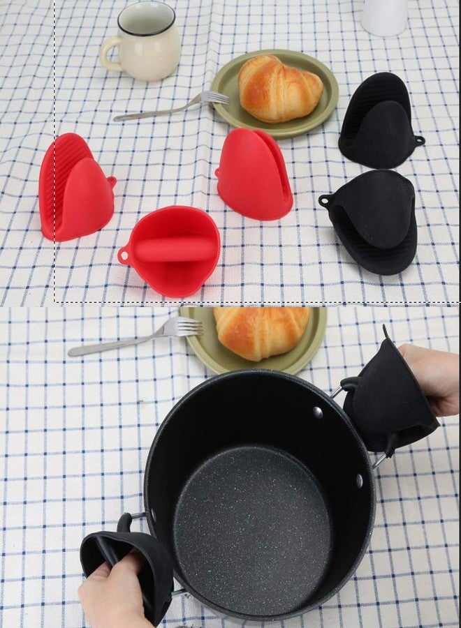 AORTDES Silicone Cooking Pinch Grips Oven Mitts - Mini Finger Protector Pot Holder for Kitchen,Cooking,Baking,BBQ - Heat Resistant Gloves, 2 Pairs (Black and Red) - Image 4