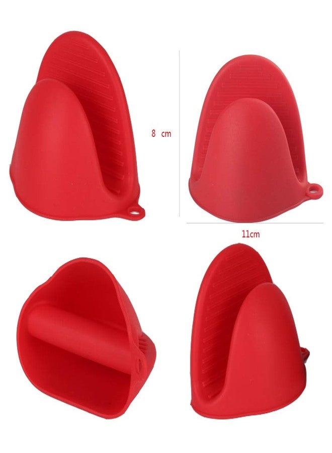 AORTDES Silicone Cooking Pinch Grips Oven Mitts - Mini Finger Protector Pot Holder for Kitchen,Cooking,Baking,BBQ - Heat Resistant Gloves, 2 Pairs (Black and Red) - Image 2