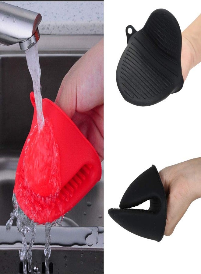 AORTDES Silicone Cooking Pinch Grips Oven Mitts - Mini Finger Protector Pot Holder for Kitchen,Cooking,Baking,BBQ - Heat Resistant Gloves, 2 Pairs (Black and Red) - Image 3