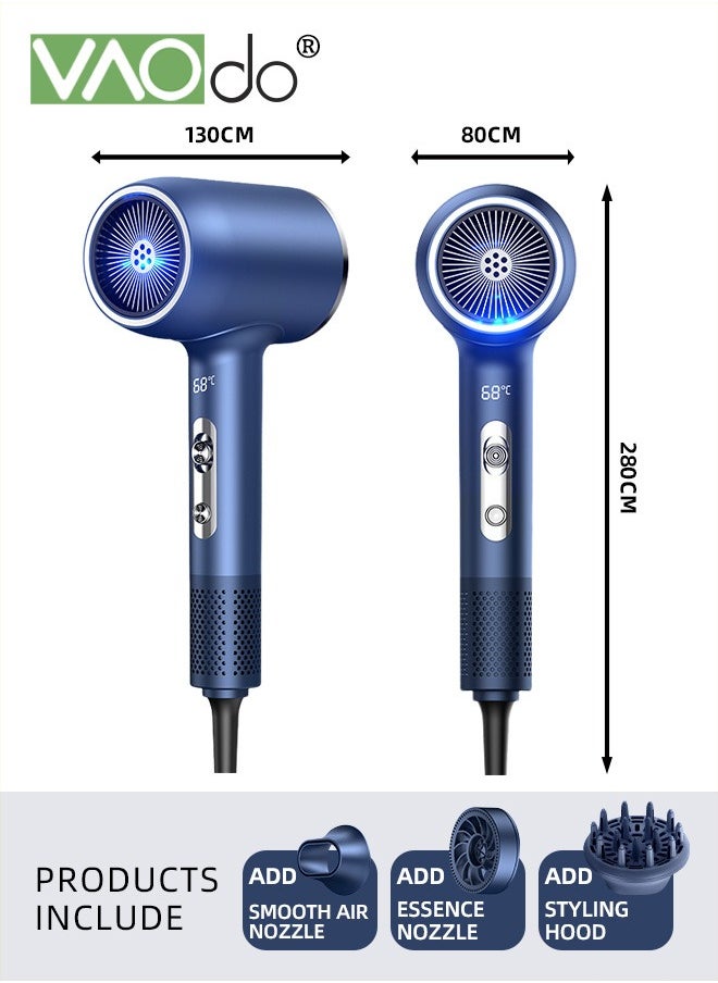 VAOdo - Professional Hair Dryer with Diffuser  Blow Dryer Ionic Hair  with Constant Temperature Hair Dryer  Fasting Drying Light and Quiet Professional Ionic Hair Dryer Blue - Image 1