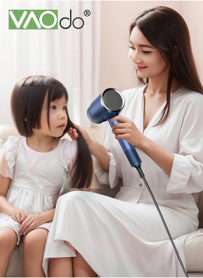 VAOdo - Professional Hair Dryer with Diffuser  Blow Dryer Ionic Hair  with Constant Temperature Hair Dryer  Fasting Drying Light and Quiet Professional Ionic Hair Dryer Blue - Image 1