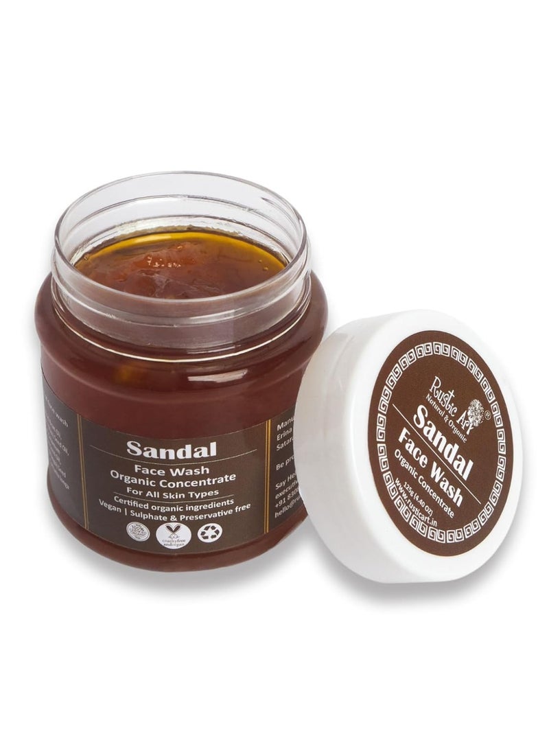 Rustic Art Organic Sandal Face Wash Concentrate 125gm Combination To All Skin Types Deep Cleansing Glowing Skin  125g - Image 1