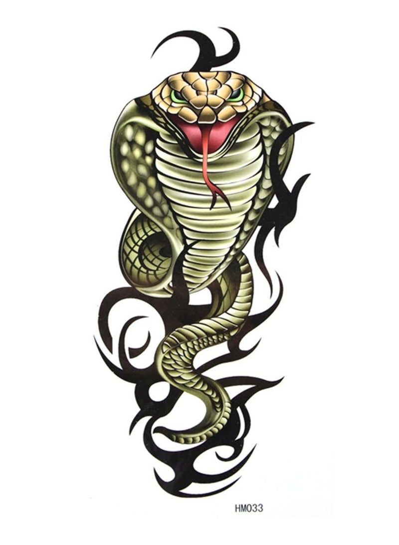 تاتؤ كوبرا أخضر مؤقت، تصميم رائع، جاذب للانتباه - Image 1