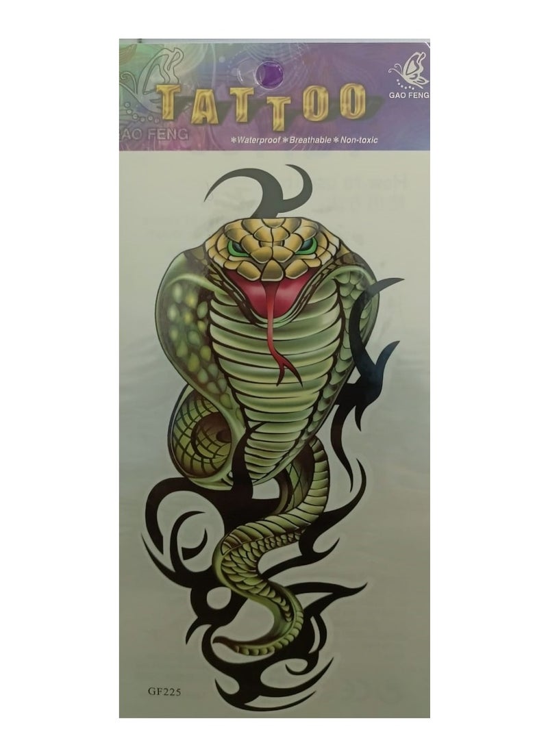 تاتؤ كوبرا أخضر مؤقت، تصميم رائع، جاذب للانتباه - Image 2