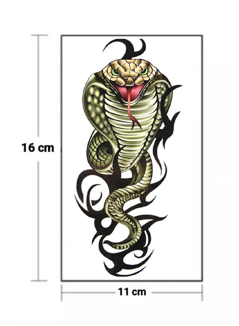 تاتؤ كوبرا أخضر مؤقت، تصميم رائع، جاذب للانتباه - Image 3