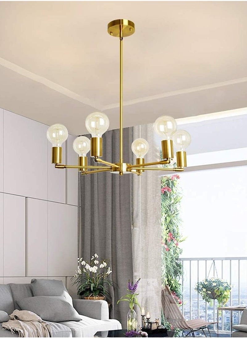 Haikomin 6 Light Modern Gold Midcentury Chandelier Semi-recessed Chandelier For Dining Room Bedroom Kitchen Lighting  - Image 1