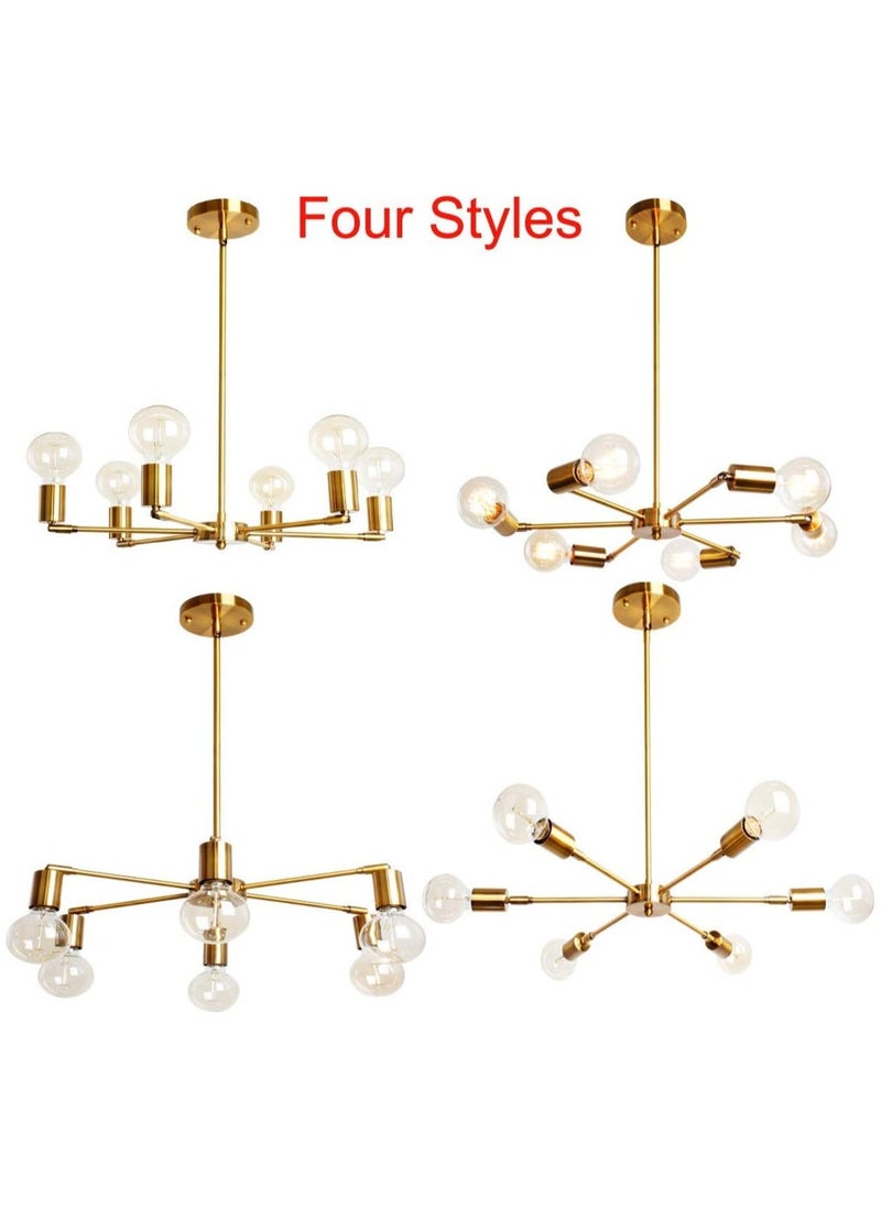 Haikomin 6 Light Modern Gold Midcentury Chandelier Semi-recessed Chandelier For Dining Room Bedroom Kitchen Lighting  - Image 2