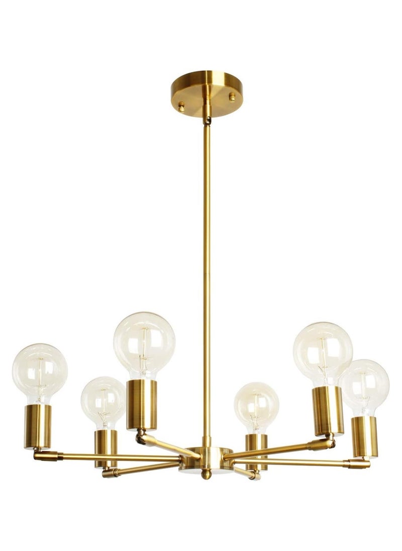 Haikomin 6 Light Modern Gold Midcentury Chandelier Semi-recessed Chandelier For Dining Room Bedroom Kitchen Lighting  - Image 3
