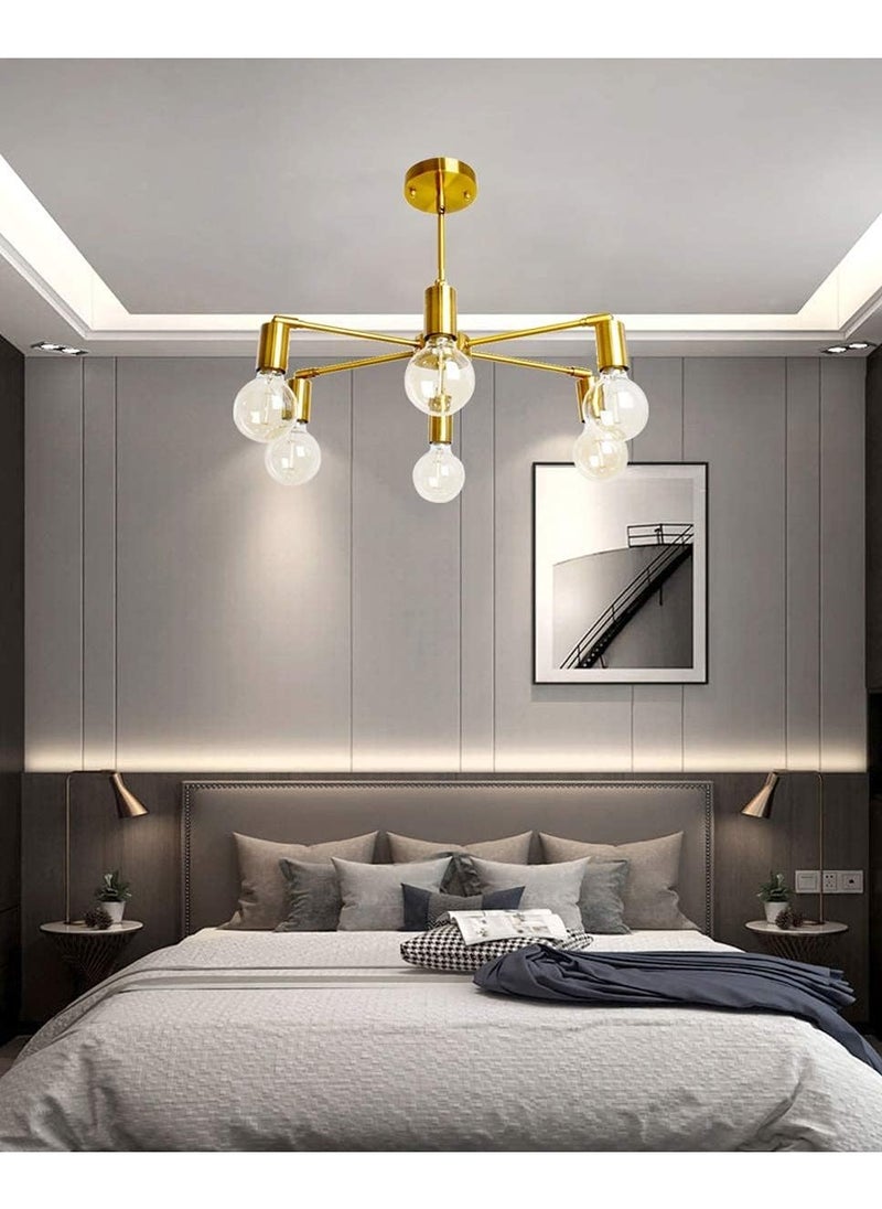 Haikomin 6 Light Modern Gold Midcentury Chandelier Semi-recessed Chandelier For Dining Room Bedroom Kitchen Lighting  - Image 4