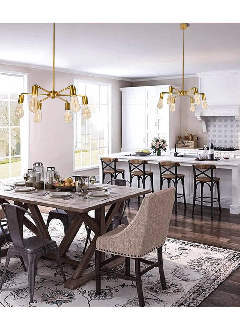 Haikomin 6 Light Modern Gold Midcentury Chandelier Semi-recessed Chandelier For Dining Room Bedroom Kitchen Lighting  - Image 5