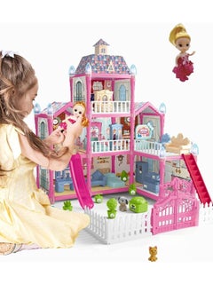 GUDOO Doll House Dream House for Girls Pretend Toys 3 Story 8 Rooms Dollhouse Toddler Playhouse DIY Building Kids Gift for for 3 to 10 Year Old Girls  - Image 1