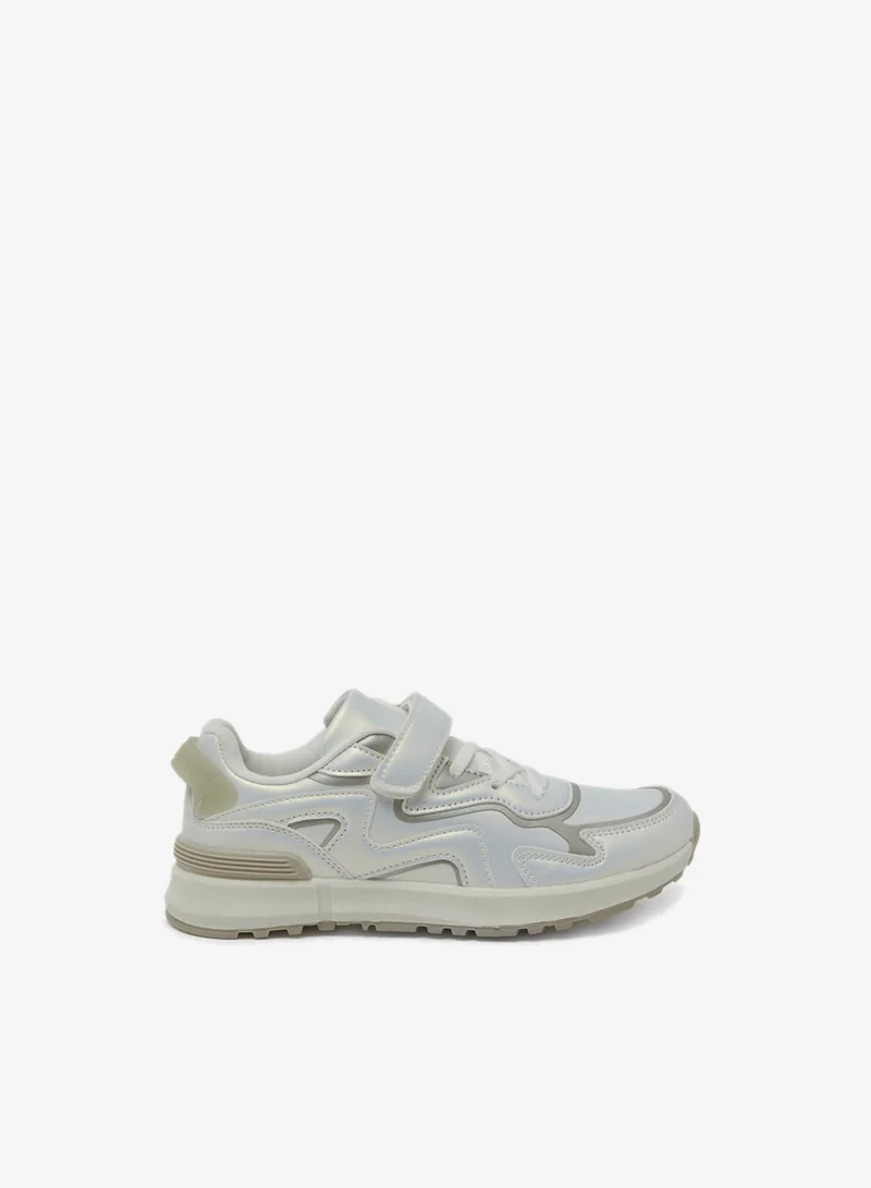 Redtag Senior Girls Cream Material Block Slimrunner Trainers