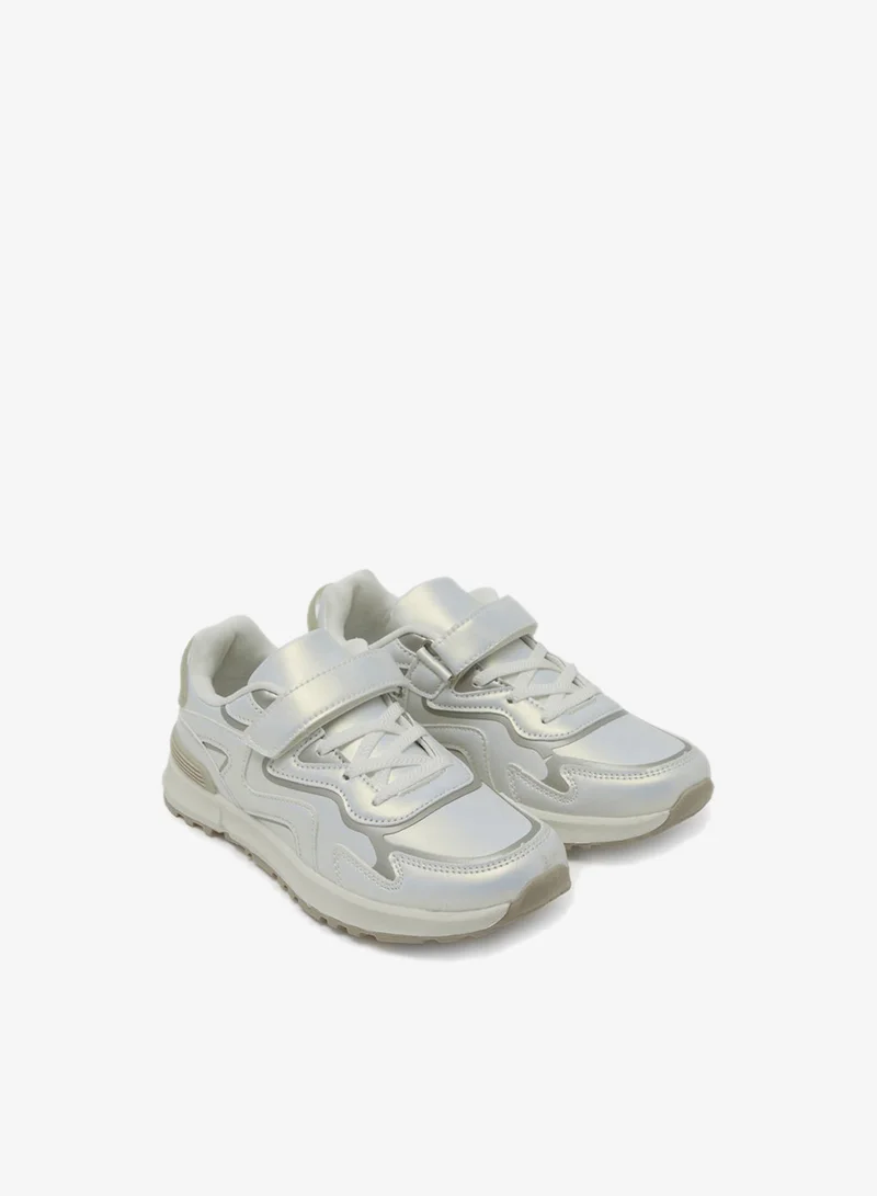 Redtag Senior Girls Cream Material Block Slimrunner Trainers
