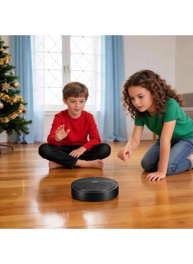 balacoo Cartoon Clean Robot Electric Cleaning Robot - Simulation Vacuum Cleaner, Automatic Catcher, Cleaning Robot, Pretend Game, Diameter 23CM, Black Toddler Vacuum - Image 2