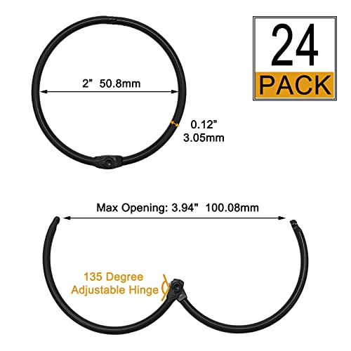 LULARINE Shower Curtain Hooks Rings,24 Pcs Rustproof Metal Shower Hooks for Shower Curtain,Glide Smoothly Round Shower Rings for Curtain,Shower Curtain Rings for Bathroom Shower Rod,Snap Joint Design (Black) - Image 4