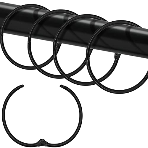 LULARINE Shower Curtain Hooks Rings,24 Pcs Rustproof Metal Shower Hooks for Shower Curtain,Glide Smoothly Round Shower Rings for Curtain,Shower Curtain Rings for Bathroom Shower Rod,Snap Joint Design (Black) - Image 1