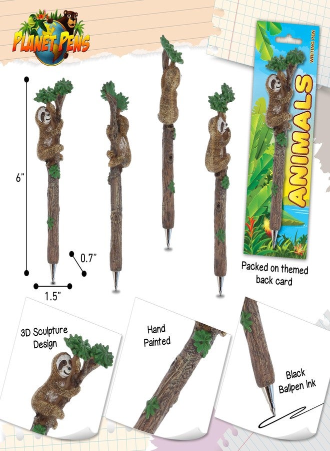 Planet Pens قلم بلانيت بنز للكتابة بتصميم حيوان الكسلان البري، إكسسوارات مكتبية فريدة للكتابة، هدية مثالية للمدرسة والمكتب - Image 3