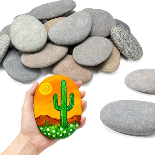 Simetufy 25 Pcs Large Rocks for Painting, 4-5 Inch River Rocks Painting Stones Smooth Flat Rocks for Painting, Natural Rocks to Paint for Arts DIY Crafts Kids Painting - Image 1